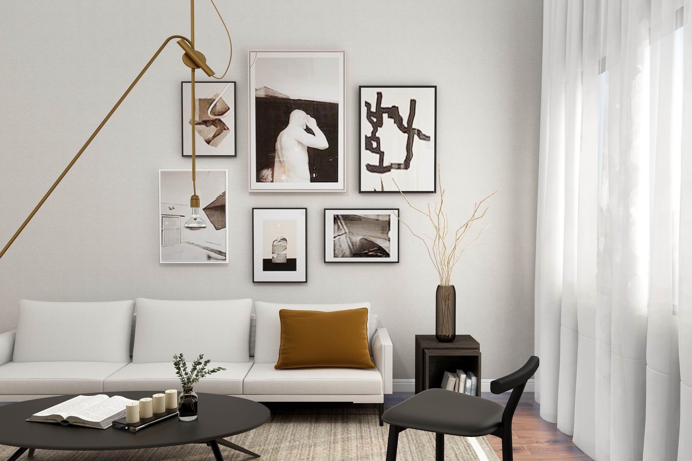 Kerrostalon olohuoneen sisustus